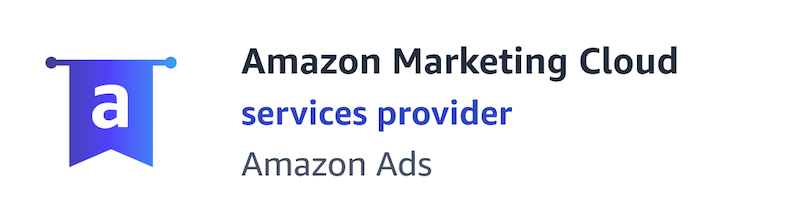 Amazon services provider badge reading "Amazon Marketing Cloud services provider" Amazon Ads