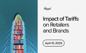 "Impact of Tariffs on Retailers and Brands – April 10,2025" text with an image of a cargo ship