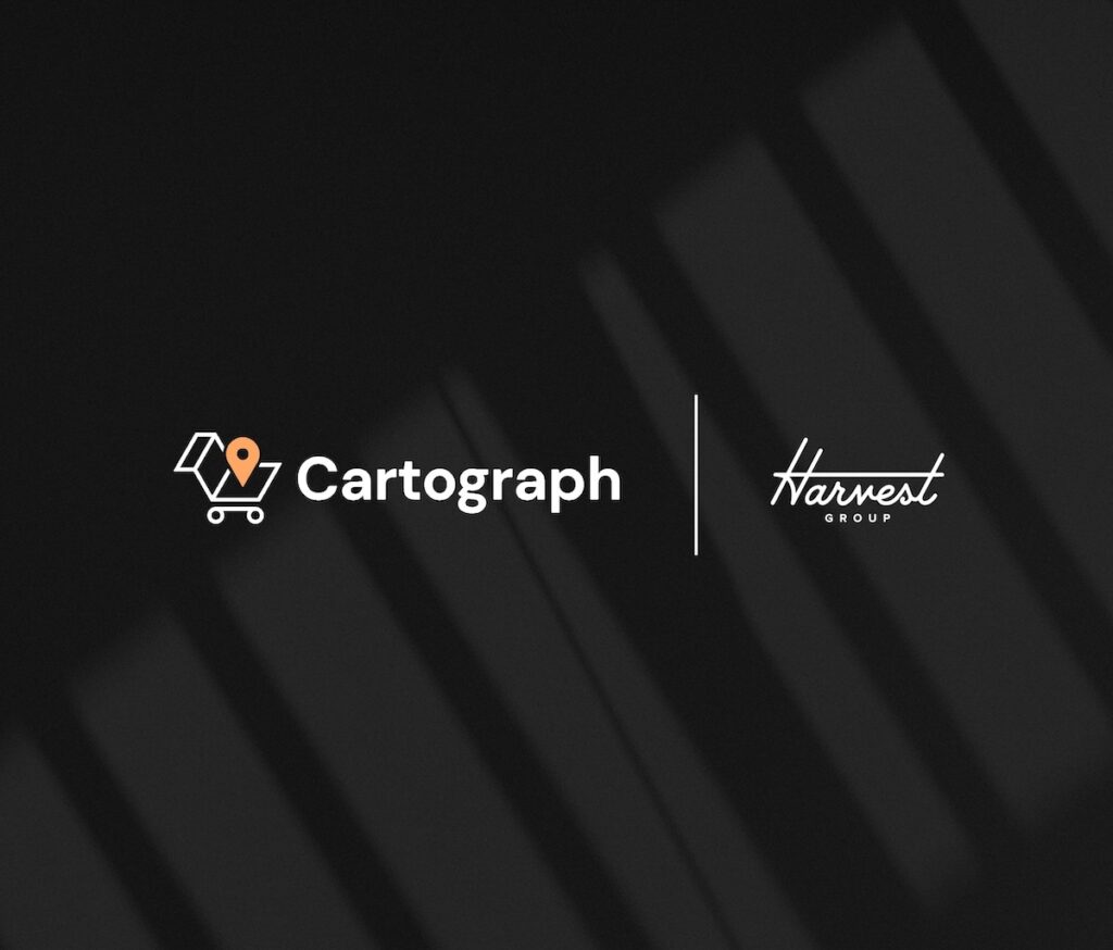 Cartograph and Harvest Group Logos on black background