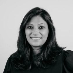 Black & white headshot of Sejal Sheth, Vice President, Digital Commerce & Media at Harvest Group